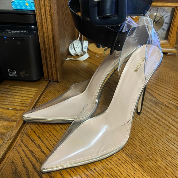 PrettyLittleThing Shoes - PLT clear shoes with black ankle strap